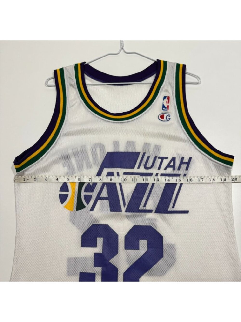 Vintage 1990s Karl Malone Utah Jazz NBA Champion Jersey Size 40 White - Picture 6 of 7